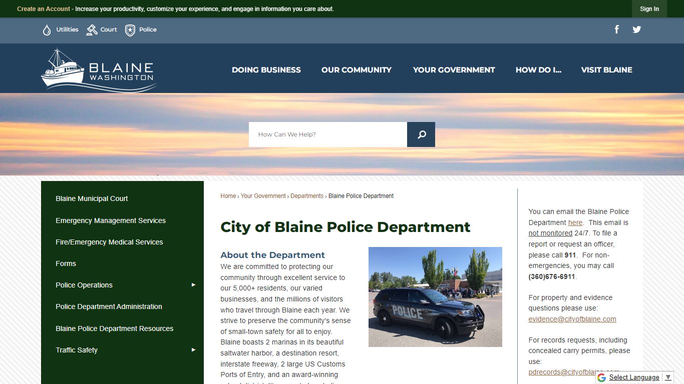 City of Blaine Police Department | Blaine, WA - Official Website